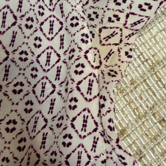 Madewell Silk Lily Ruffle Too 100% Silk Small Tassels Cream Pink Purple Ikat - Picture 16 of 16